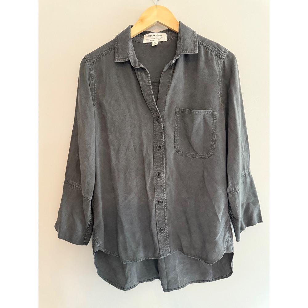 Cloth & Stone Anthro‎ Button Down Top Bell Sleeve Gray Small